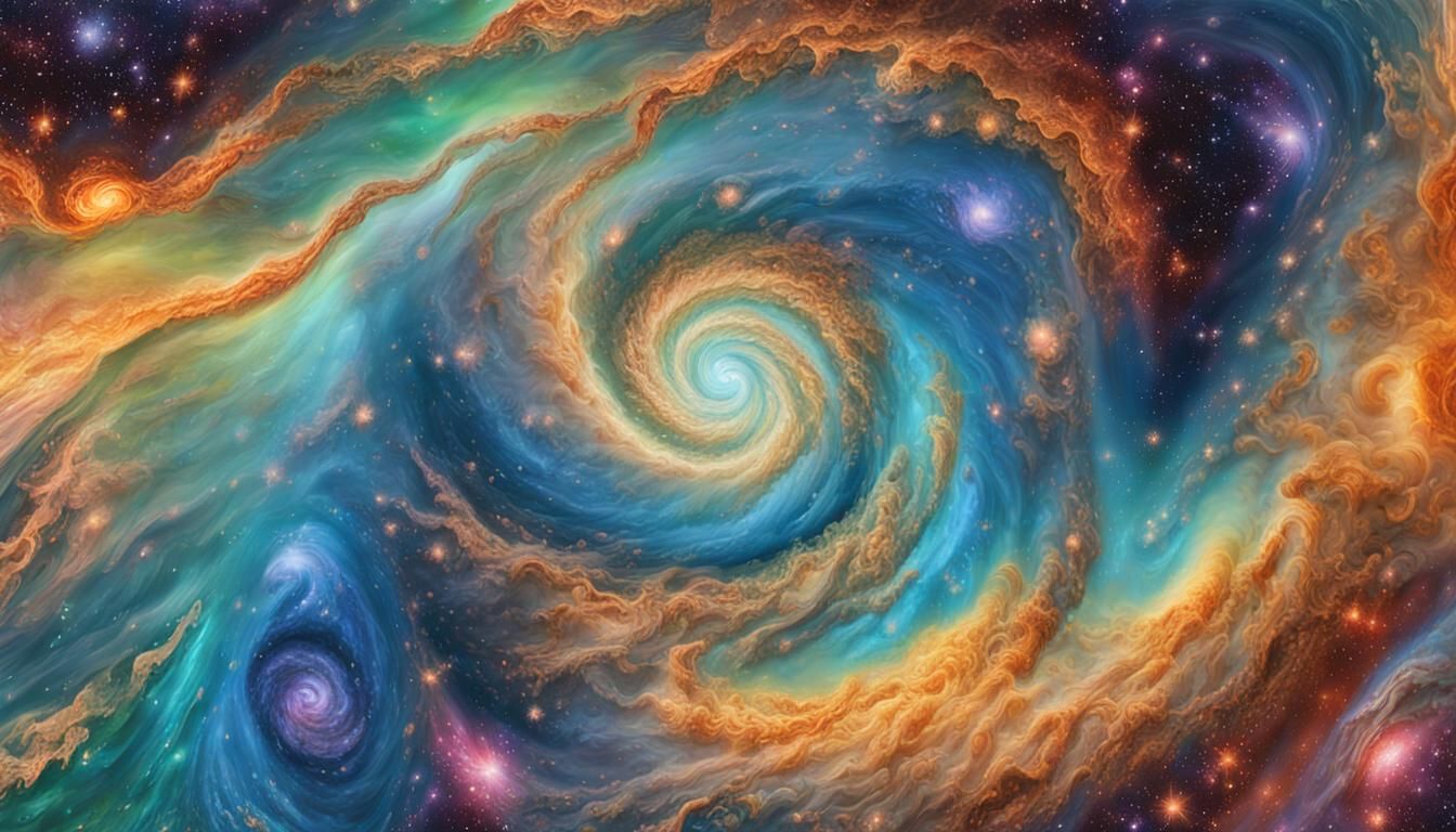 Macro View of a Galaxy Maelstrom in Pastel Oil Colors