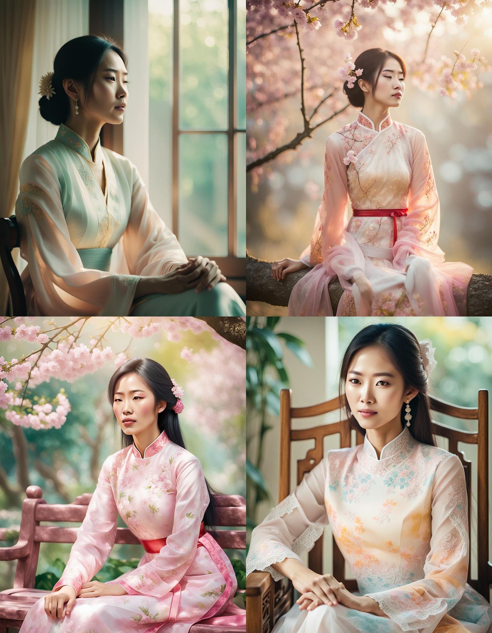 pretty asian woman wearing an ao dai