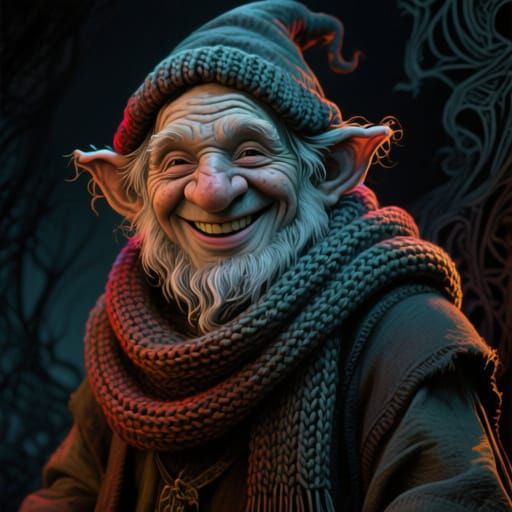 Grizzled Gnome Mendicant with Knit Scarf