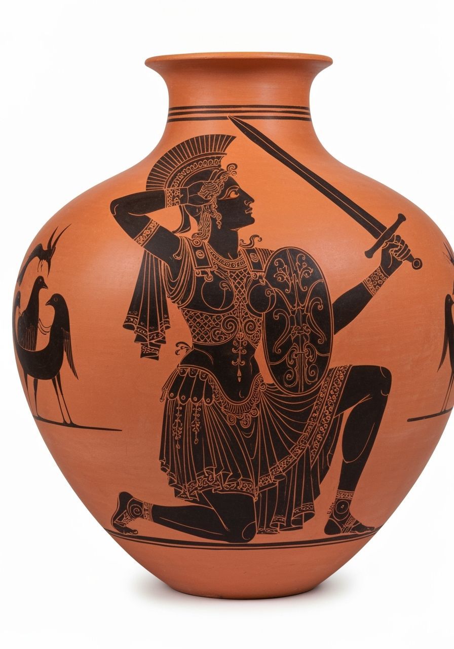 Determined Hoplite Warrior in Ancient Greek Style