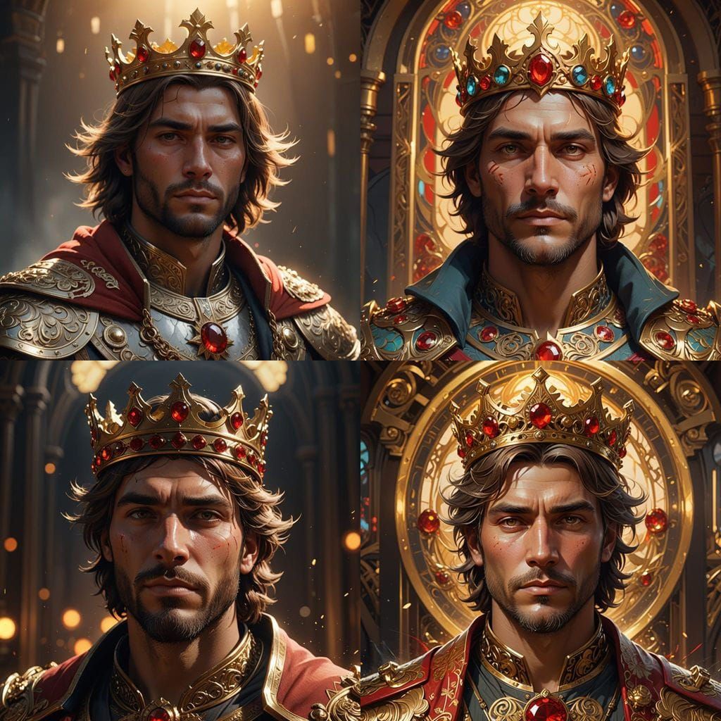 Golden Crowned Man in Vibrant Triadic Colors