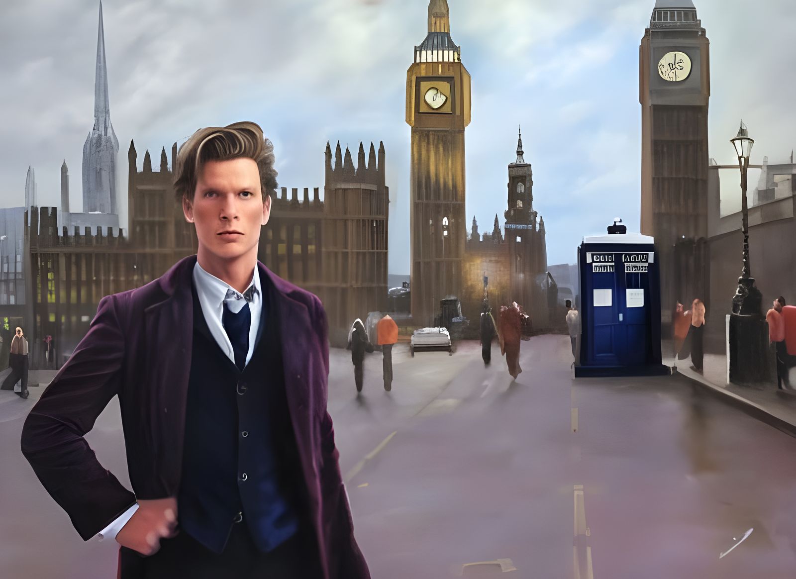 Doctor Who and TARDIS in London Painting