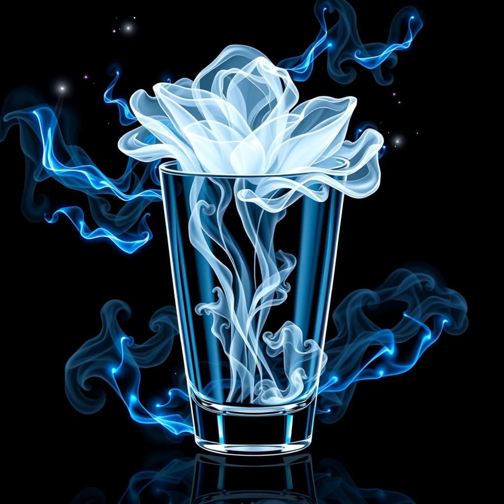 Ethereal Floral Vortex in Neon-Lit Glass