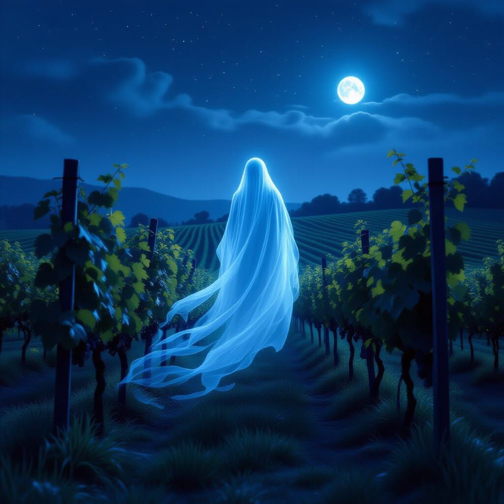 Ethereal Ghost in Twilight Vineyard