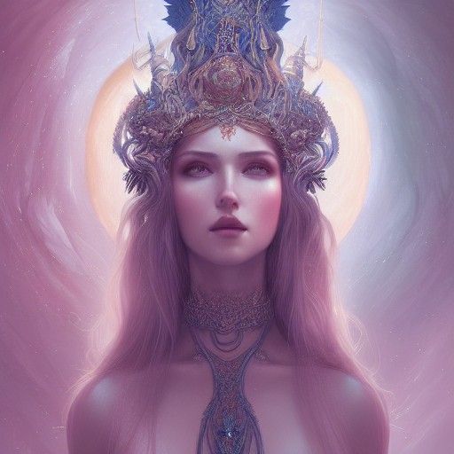 Ethereal Goddess Portrait in Digital Painting Style