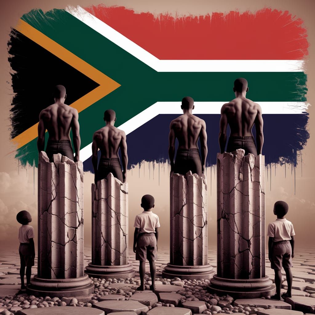 Melancholy African Men in a Surrealist Dreamscape