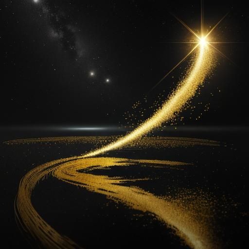 Golden Comet Trails Across a Black Sky