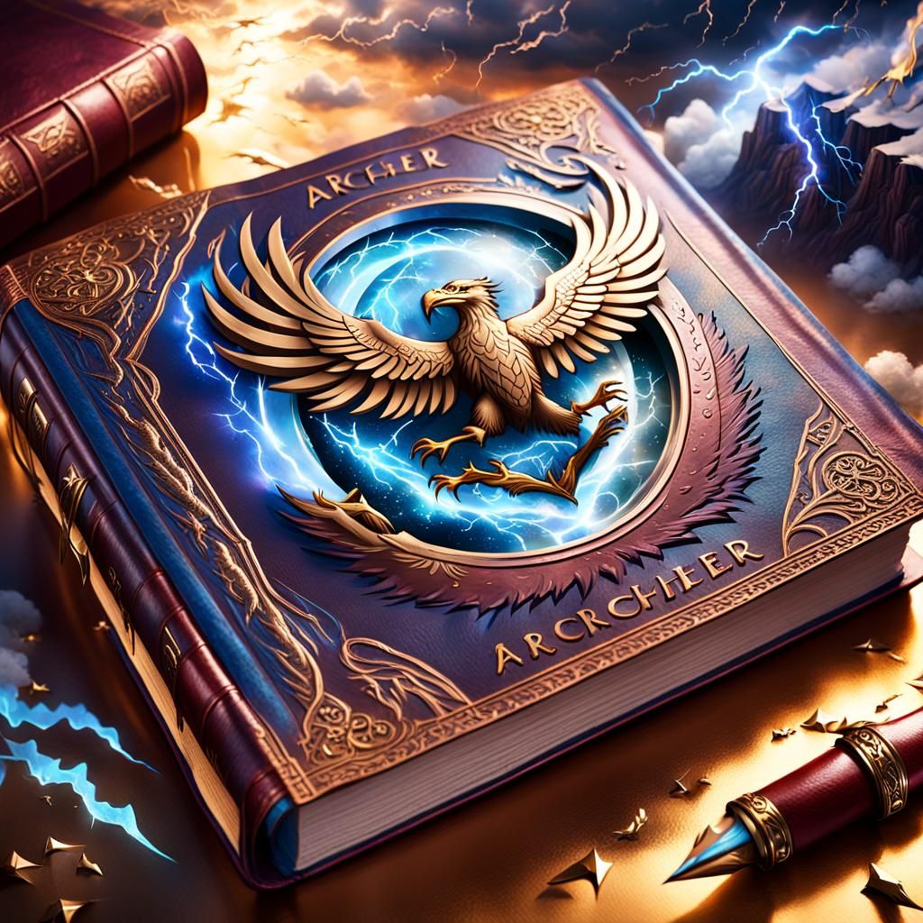 Holographic Eagle Projected from Vintage Leather Book