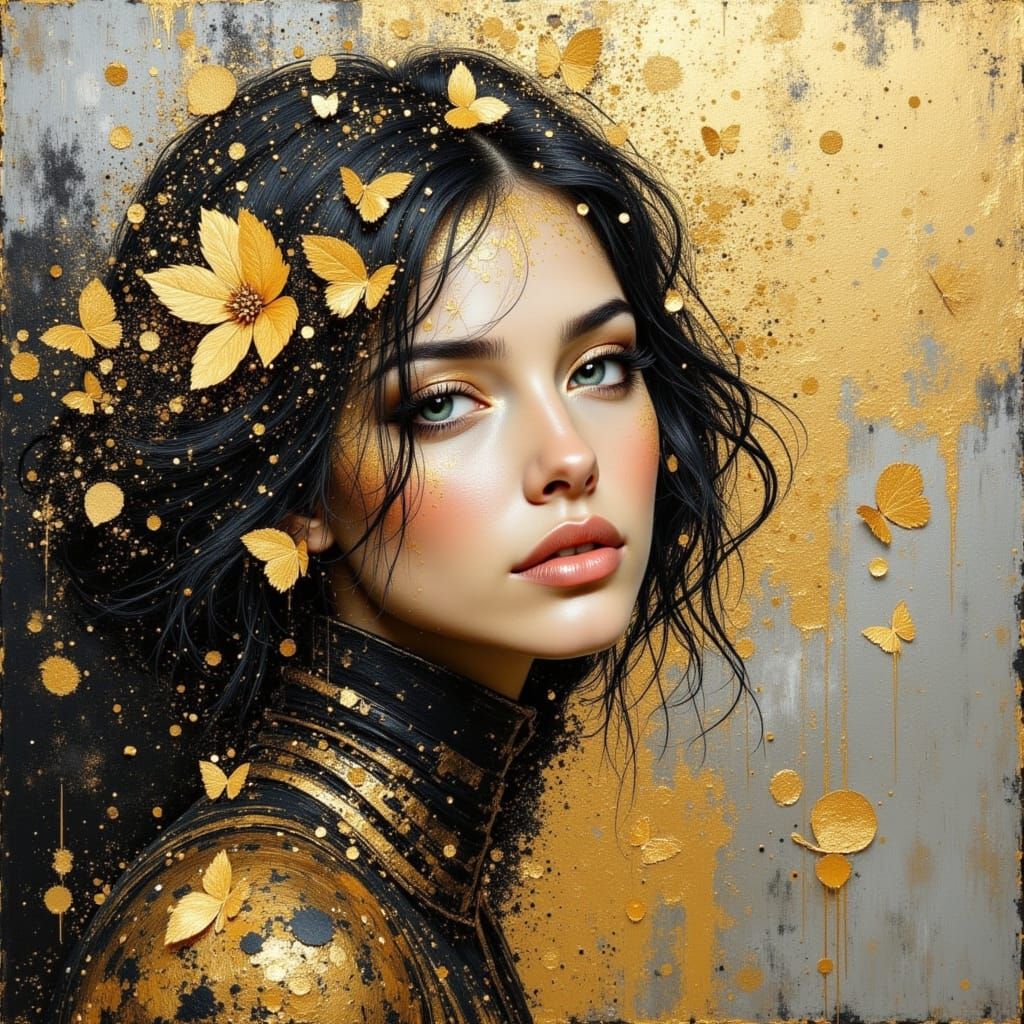 Majestic Gold and Silver Painting in Divine Style