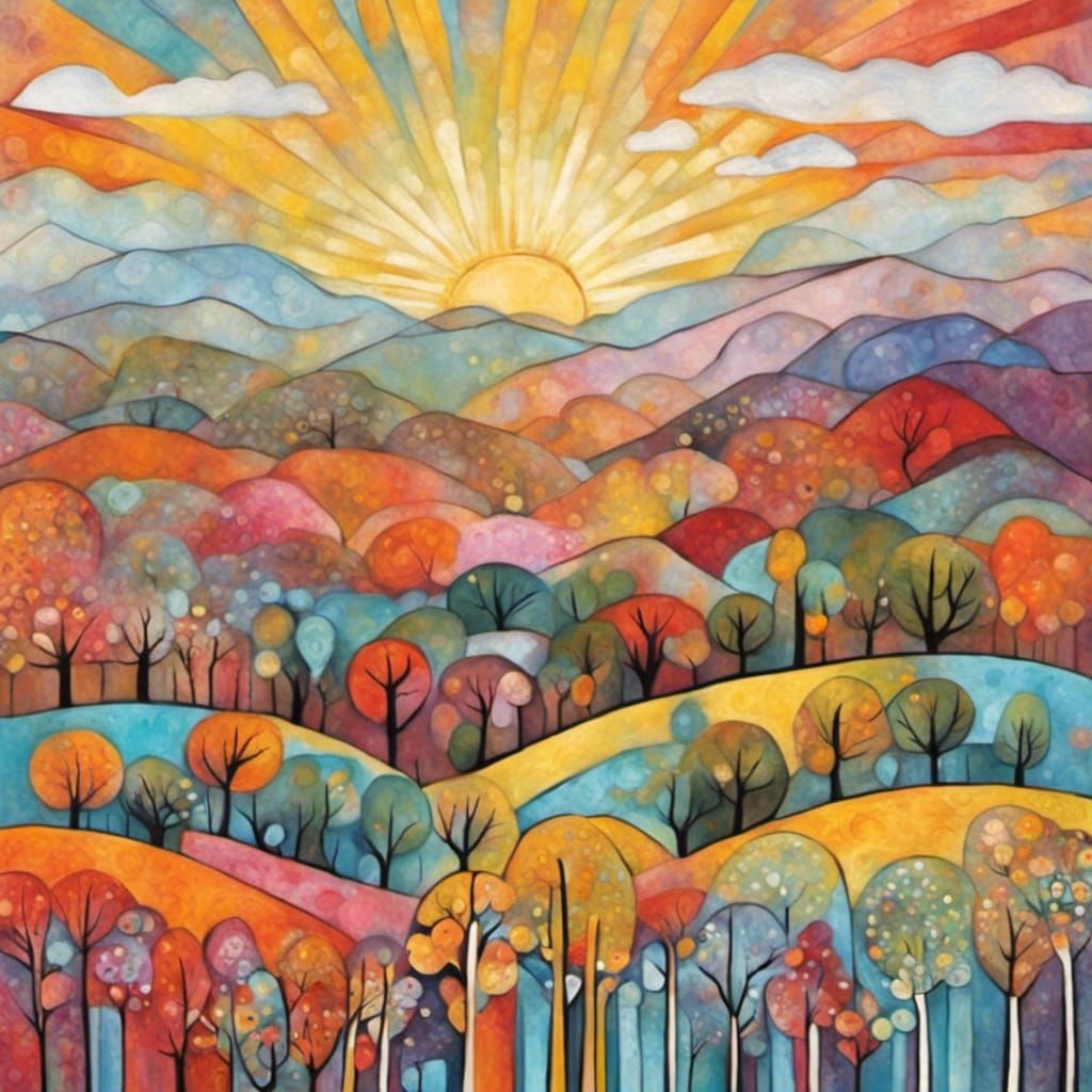 Mid-Century Bloomers with Mountainous Vista