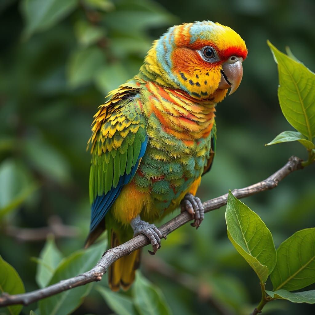 Vibrant Parakeet in Surrealist Digital Art Style