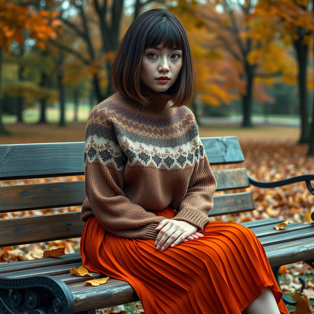 Autumnal Woman in Fair Isle Sweater, Matte Painting