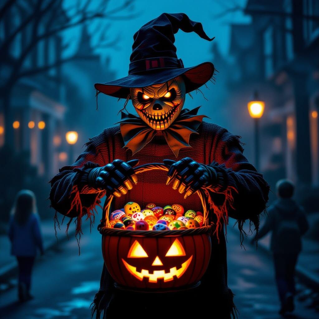 Scarecrow Freddy Krueger Offers Twisted Candy Basket