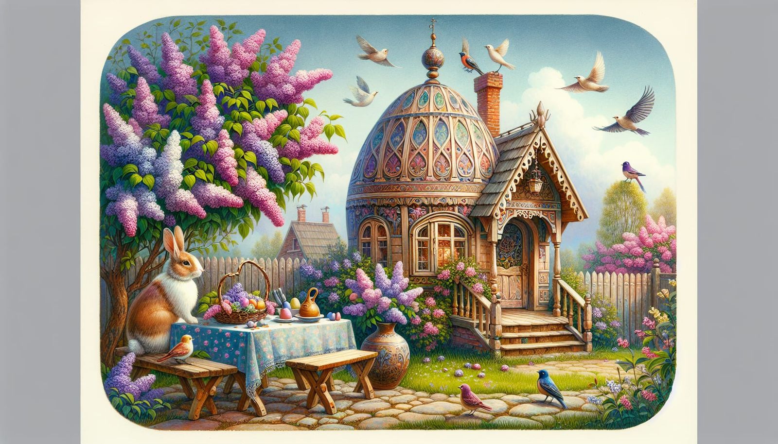 Easter Bunny's Egg House: A Realistic Watercolor Painting