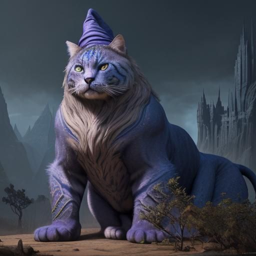Cat Wizard in Detailed Matte Painting
