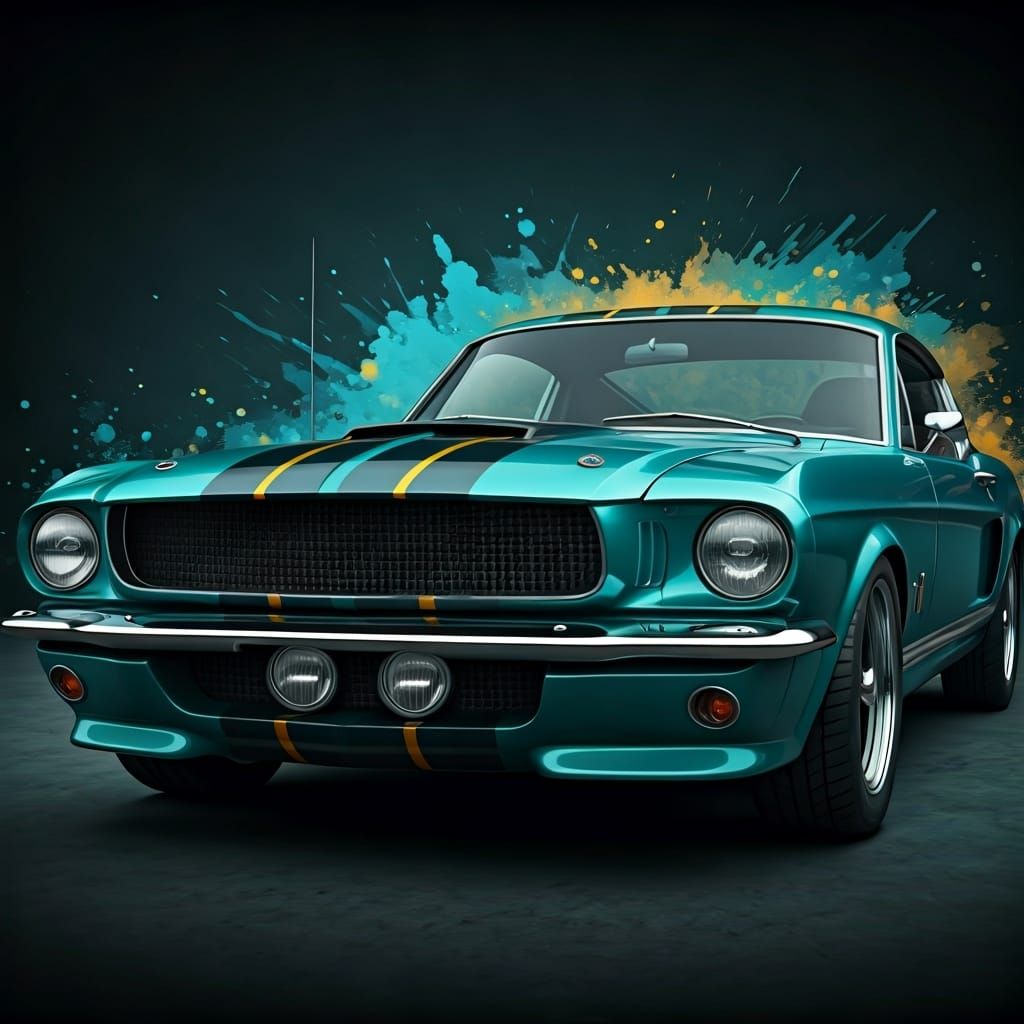 Turquoise 1967 Ford Mustang Shelby GT500 Concept Art