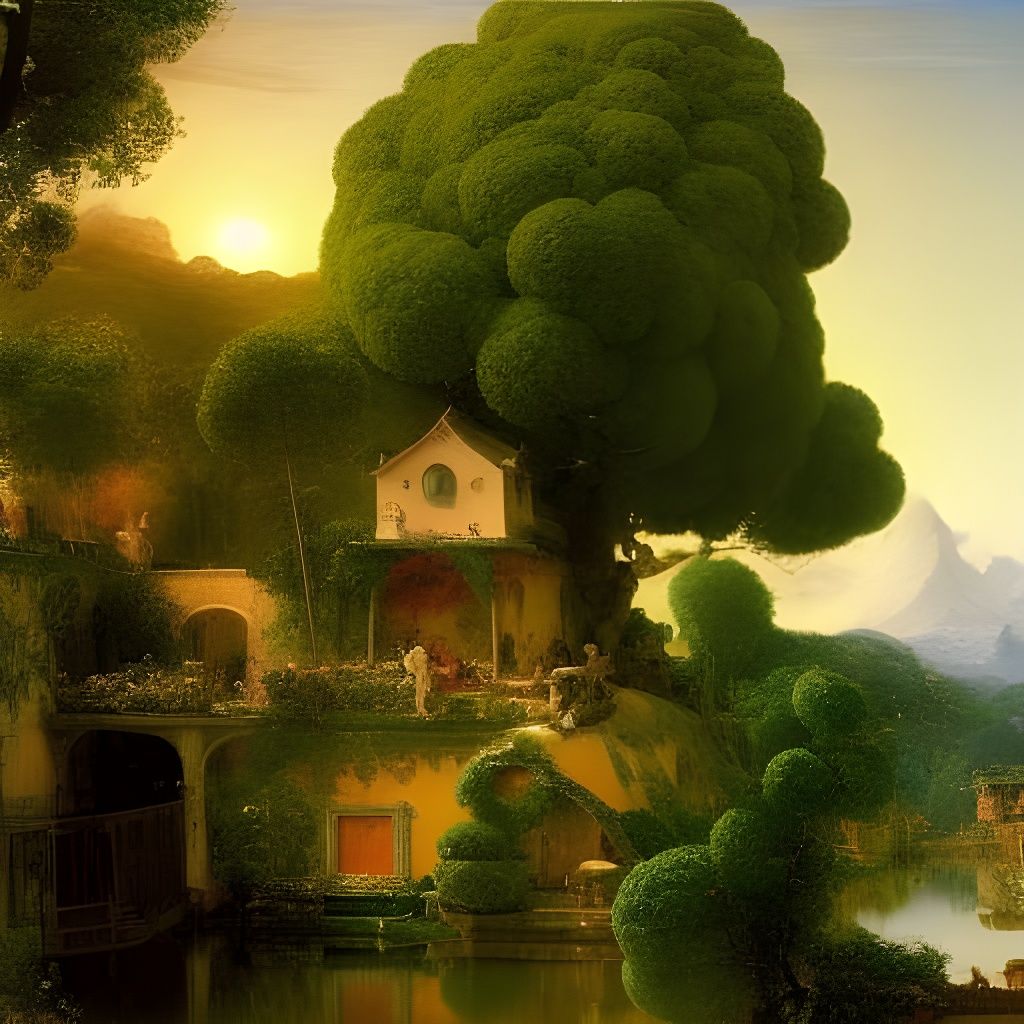 Village in a Bubble on Bonsai Tree