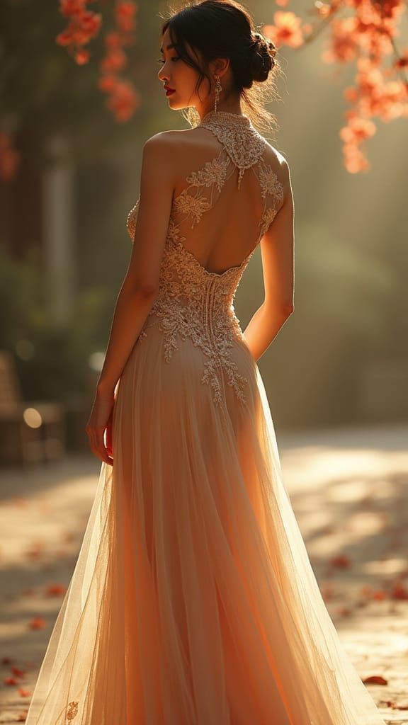 Elegant Evening Gown in Golden Light