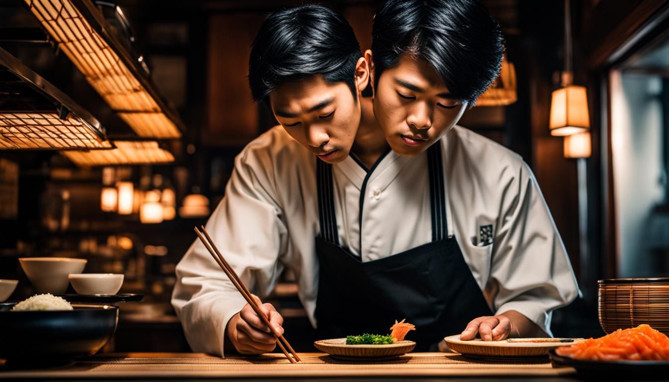Hyperrealistic Japanese Teen Making Sushi