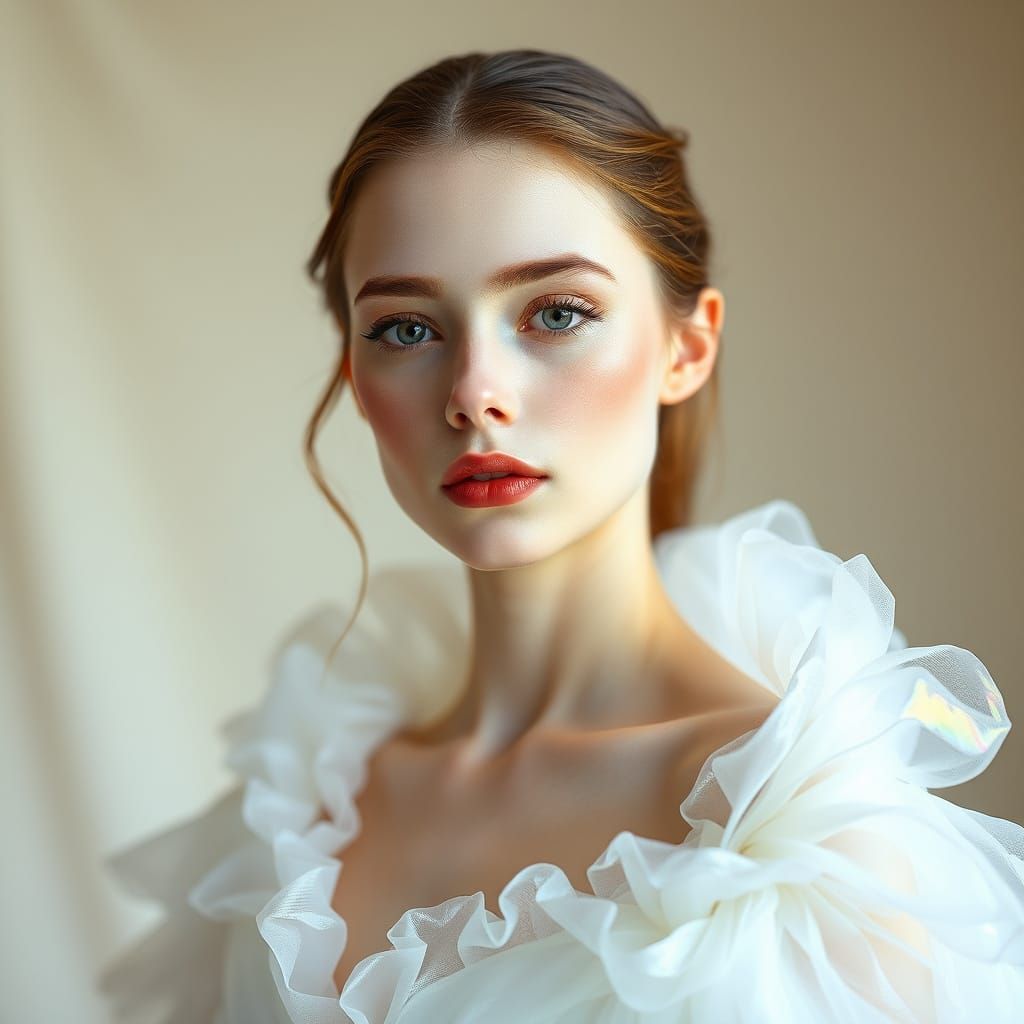 Ethereal Beauty in Luminous White Gown