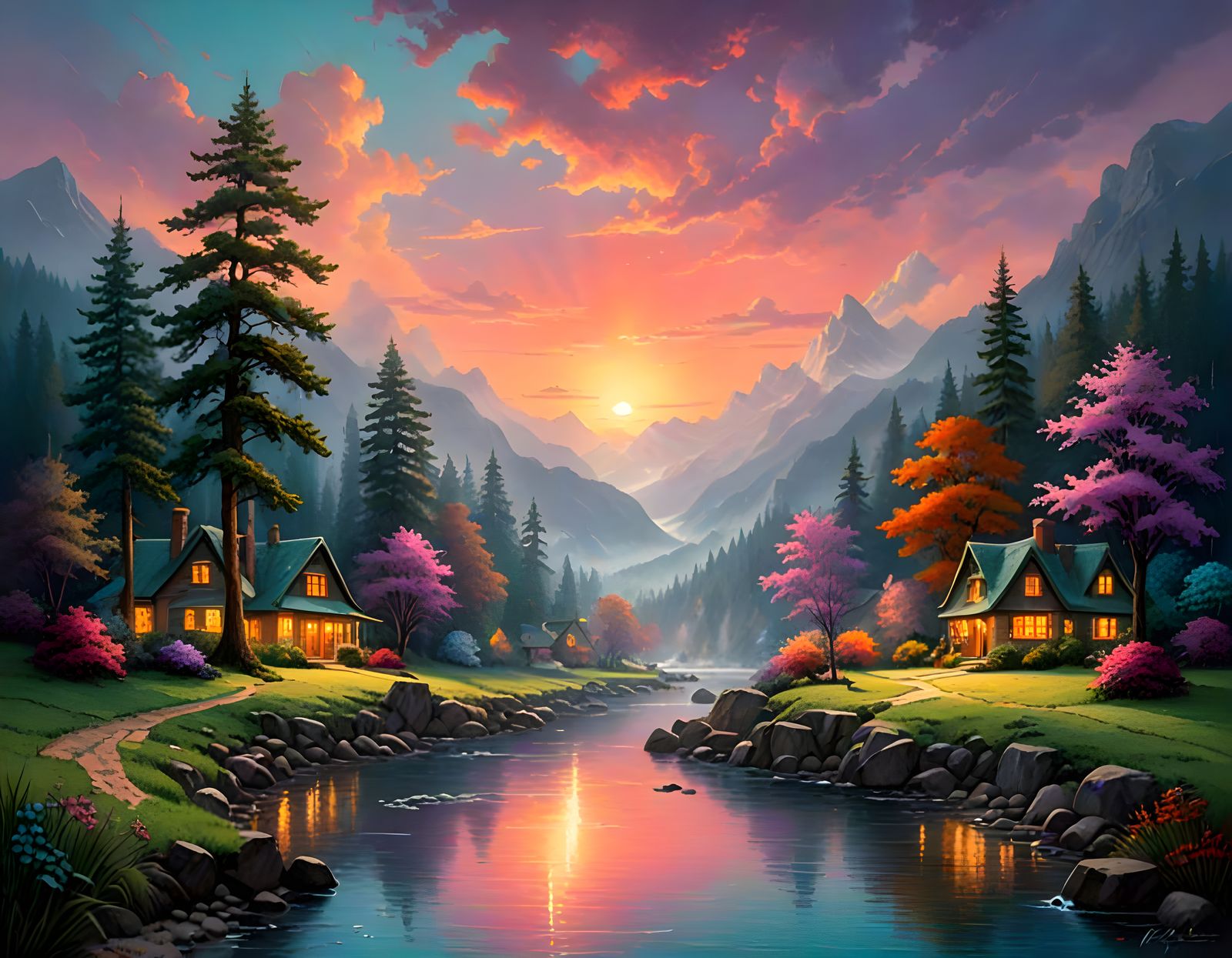Sunset landscape painting I