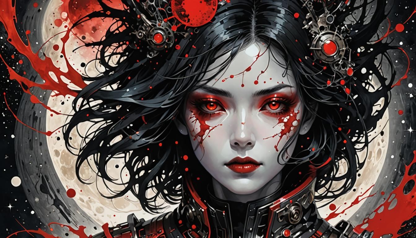 Death-red-eyes space woman