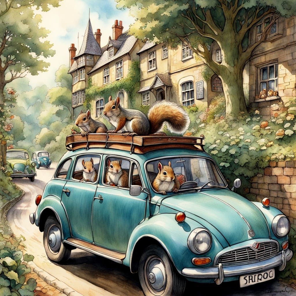 Squirrels on a Road Trip: Brambley Hedge Style