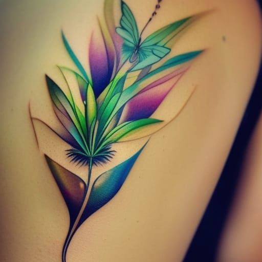 Abstract Floral Butterfly Tattoo