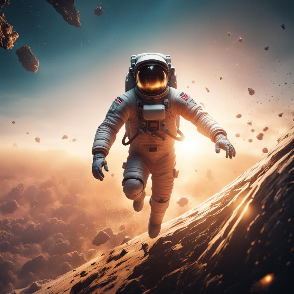 Astronaut's Descent: A Fantastical Matte Painting