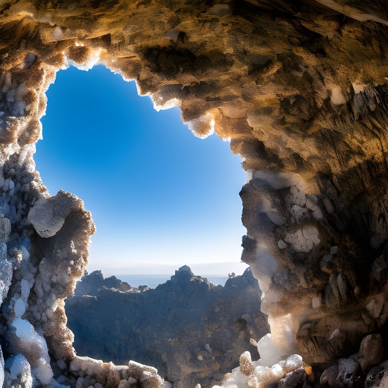 Crystal Geode Interior with Hexagonal Quartz Crystals