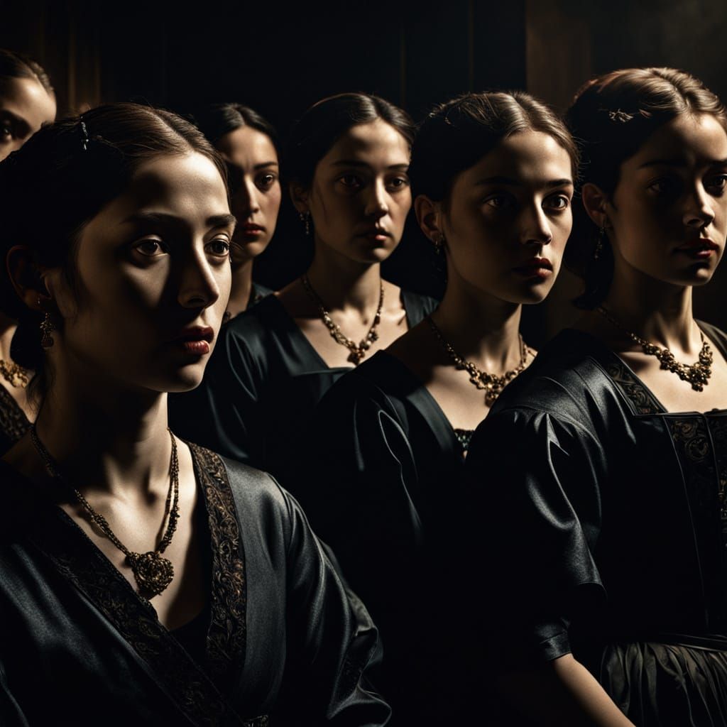 Dramatic Gathering in Baroque Chiaroscuro Style