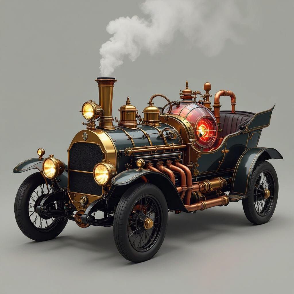 Victorian Steam Car with Nuclear Reactor