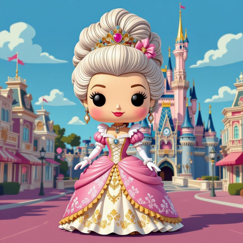 A meticulously crafted Funko Pop figure of Marie Antoinette,...
