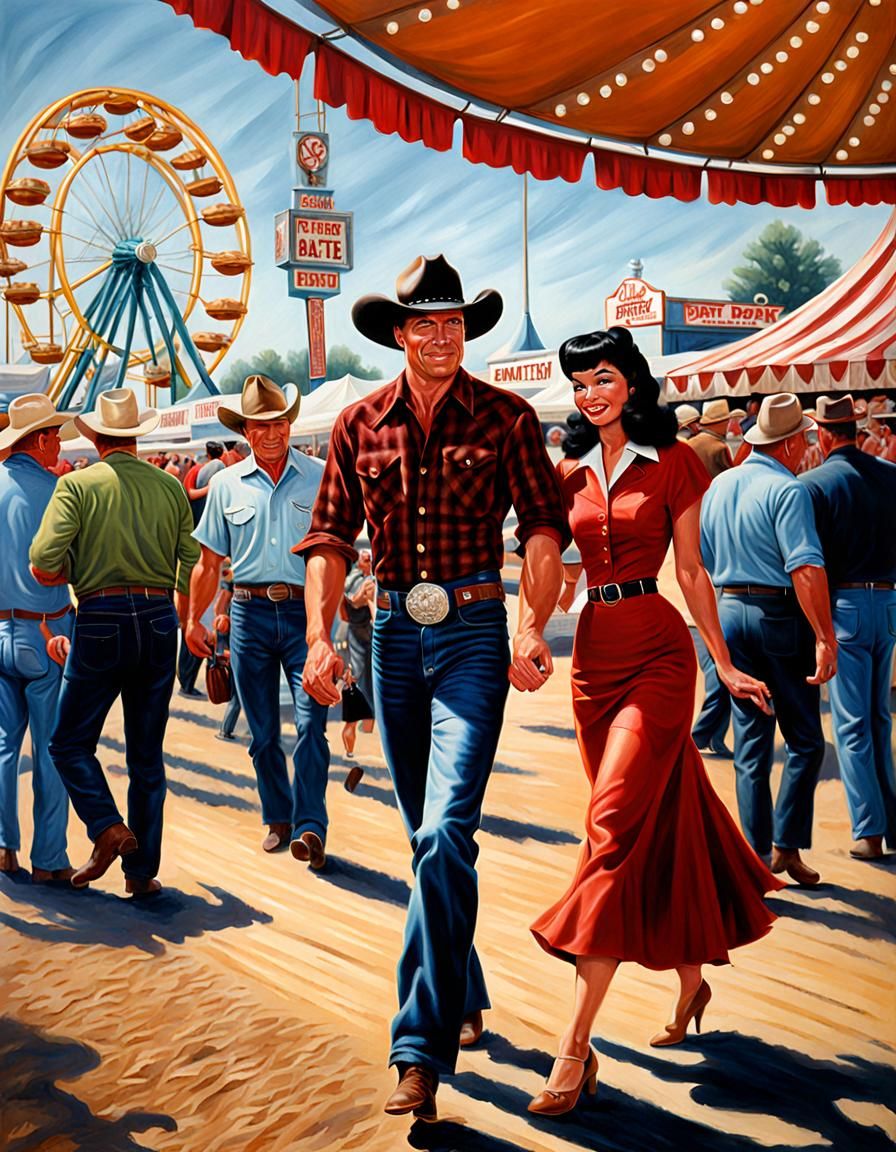 Cowboy and Bettie Page at the County Fair