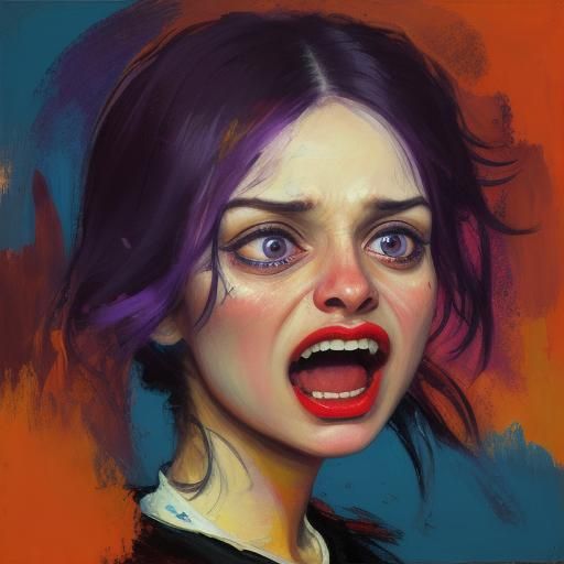 Dog Screaming in a Vibrant Digital Painting