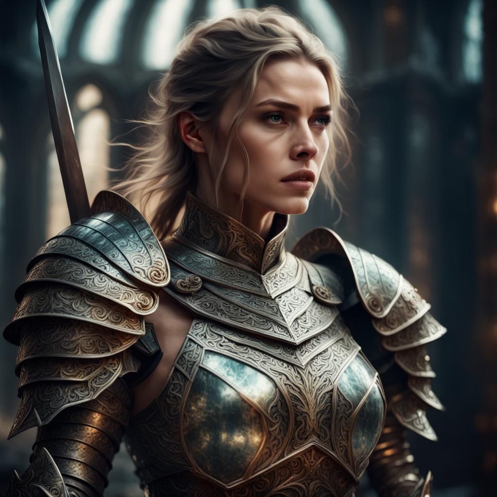 Female Warrior in Glass Armor: Digital Matte Painting