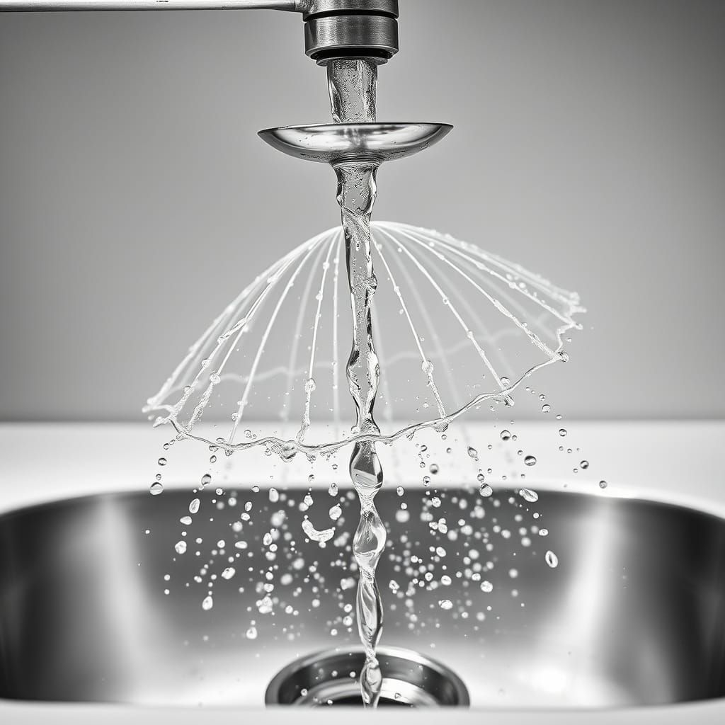 Mesmerizing Water Fountain Deflected by Stainless Steel Spoo...