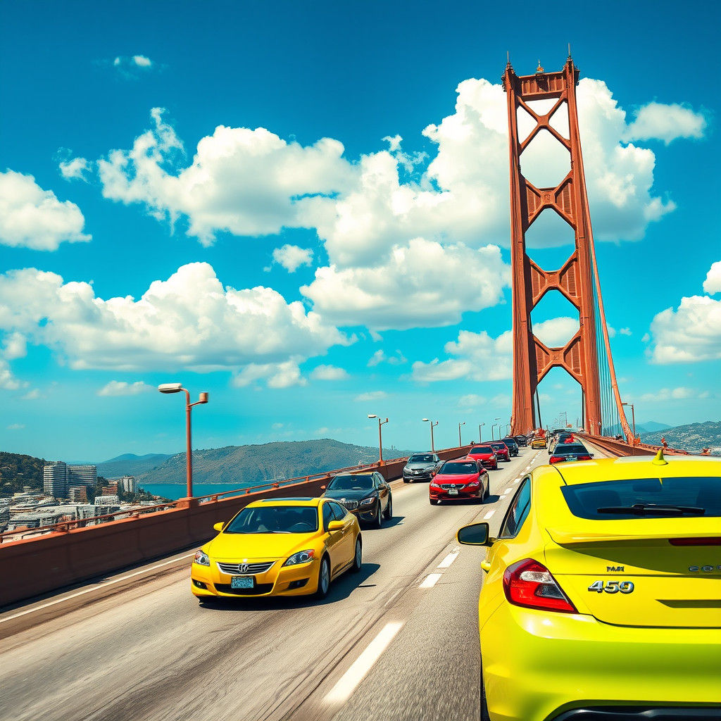 Cars on Bay Bridge: Live-Action Cityscape