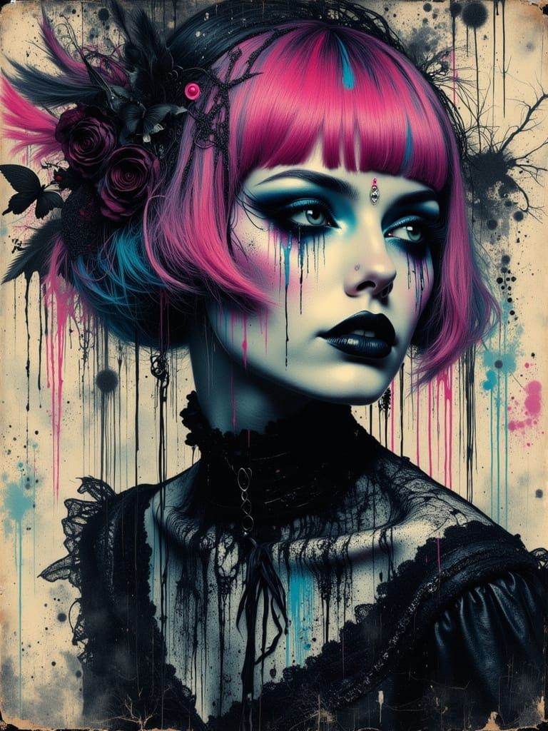 Gothic Abstract Portrait of a Young Woman