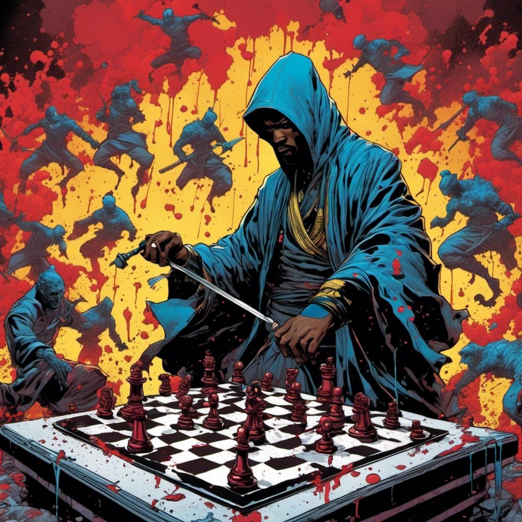 Wu Tang Comic Book Art with Chess and Kung Fu