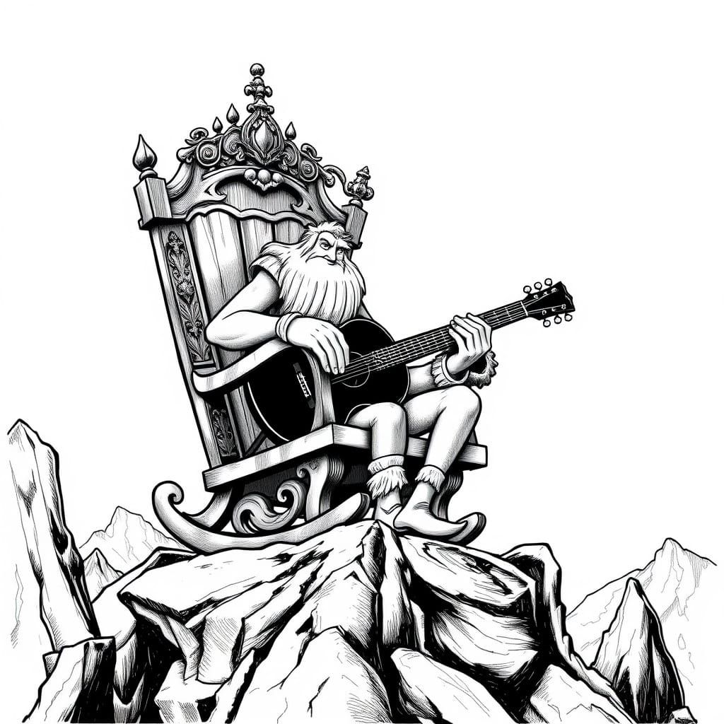 Man playing a guitar in a rocking chair