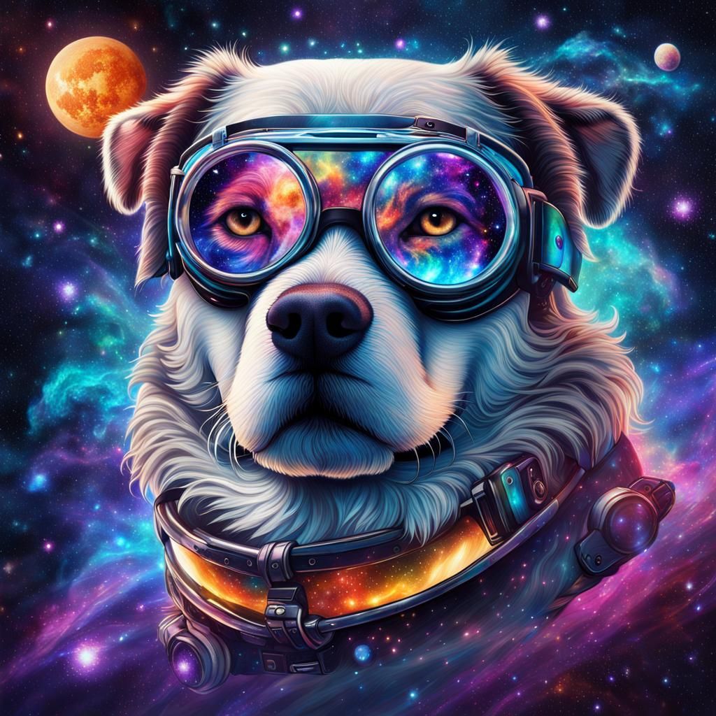 Cosmic Cyber Dog in Galaxy Nebula