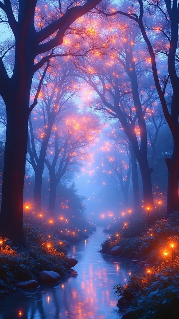 Ethereal Garden Landscape in Soft, Luminescent Light