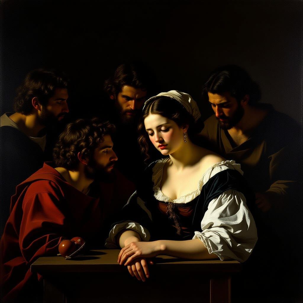 Baroque Masterpiece: Human Emotion in Chiaroscuro Style