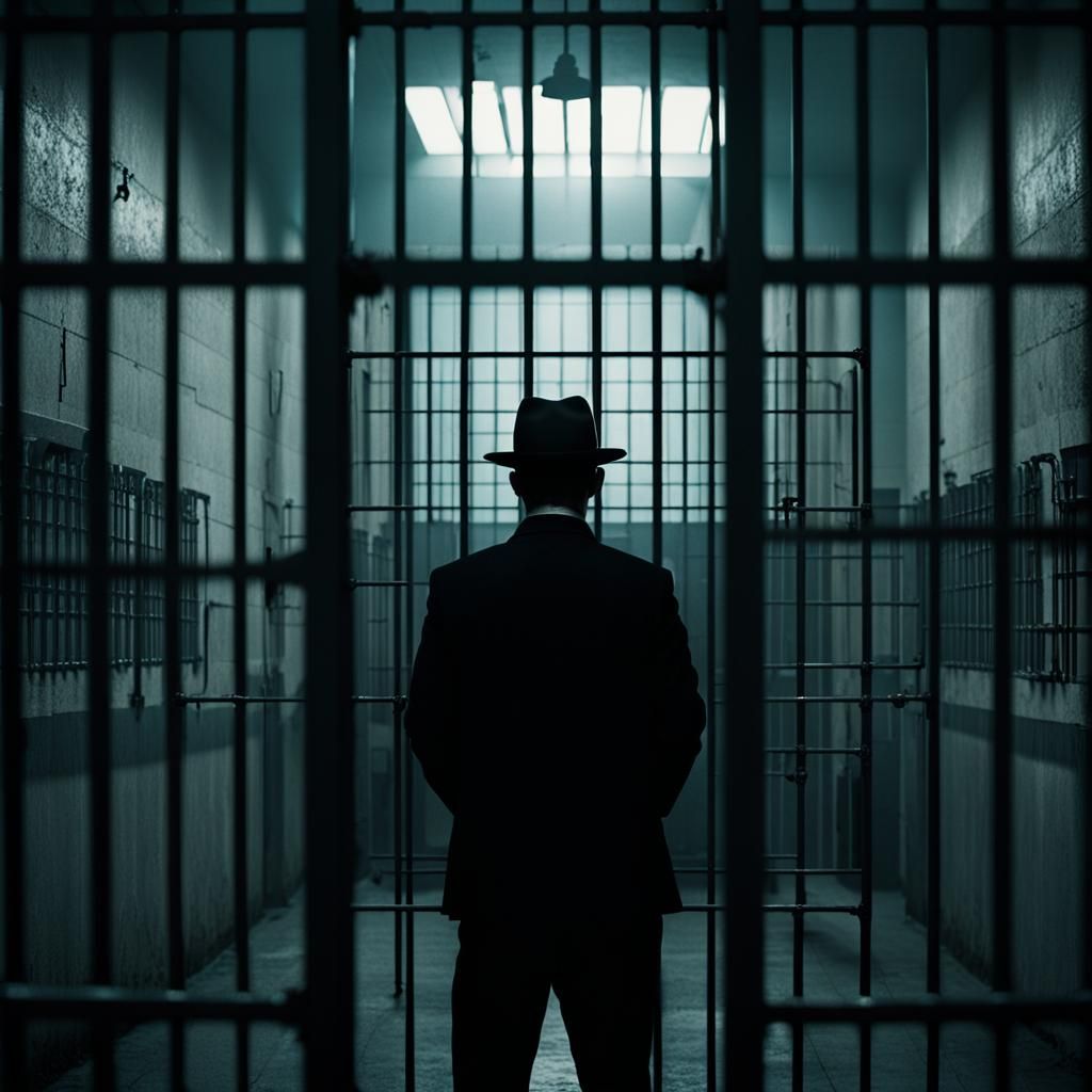 Ultra-Orthodox Man Silhouetted Behind Prison Bars in Moody C...