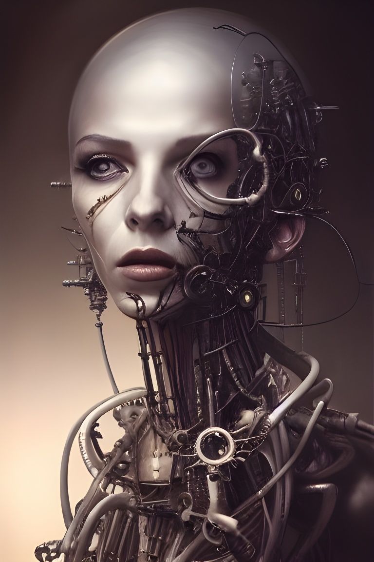 Biomechanical Goddess in Divine Lighting