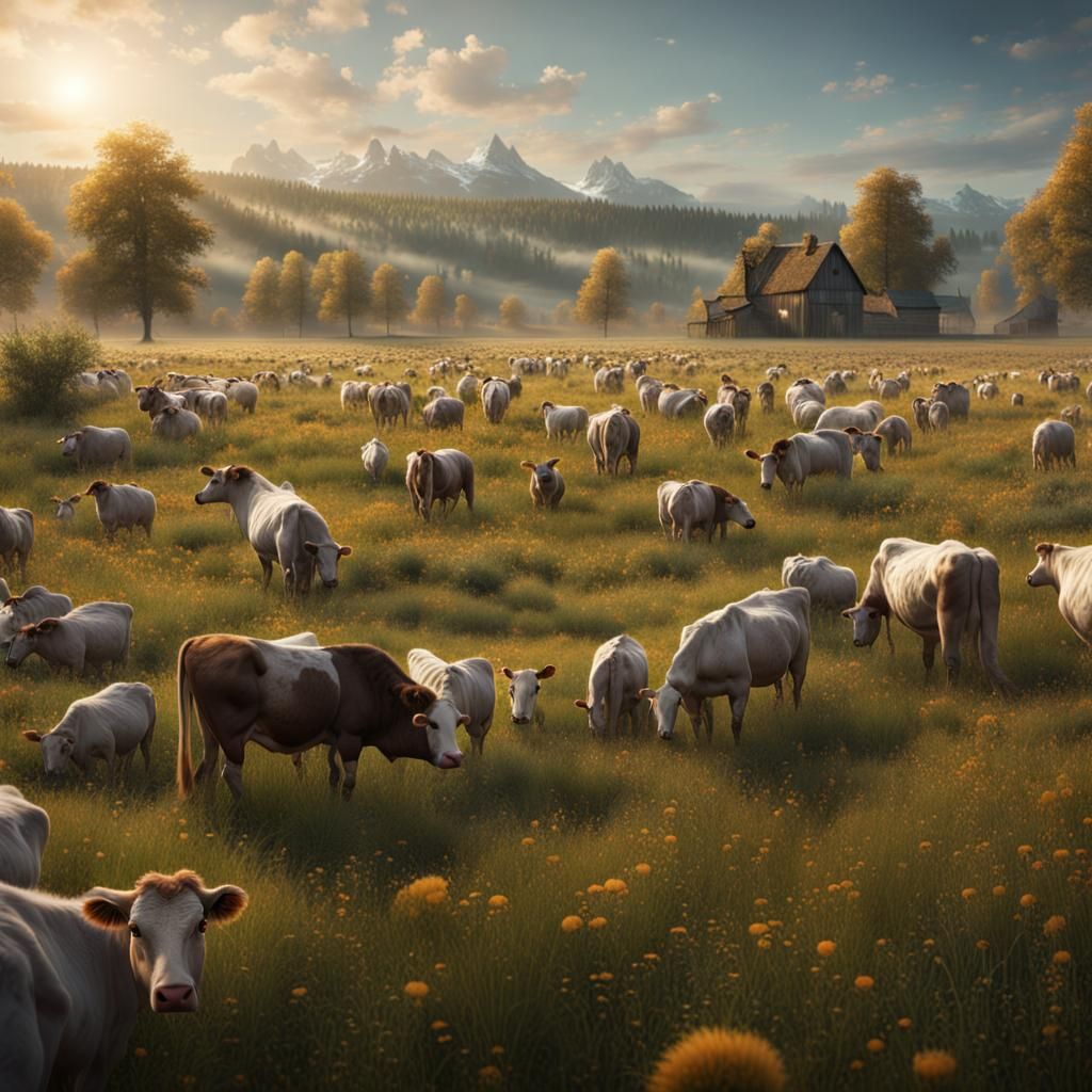 Field of Hucows: Detailed Matte Painting