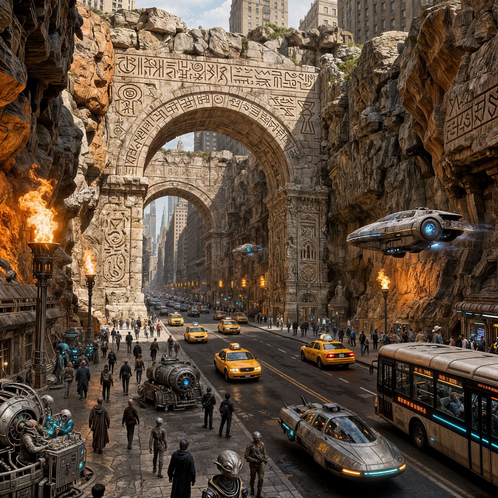 New York 2225: Futuristic Cityscape with Alien Activity