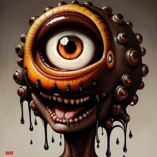 Creepy Animal with Eyes, Lowbrow Digital Art