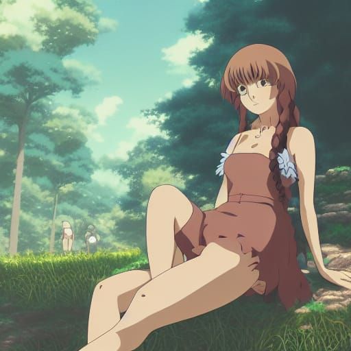 Gyaru in Studio Ghibli Anime Style